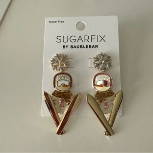 SUGARFIX by BaubleBar Skiing Snowmen Drop Earrings Christmas Winter Jewelry Ski